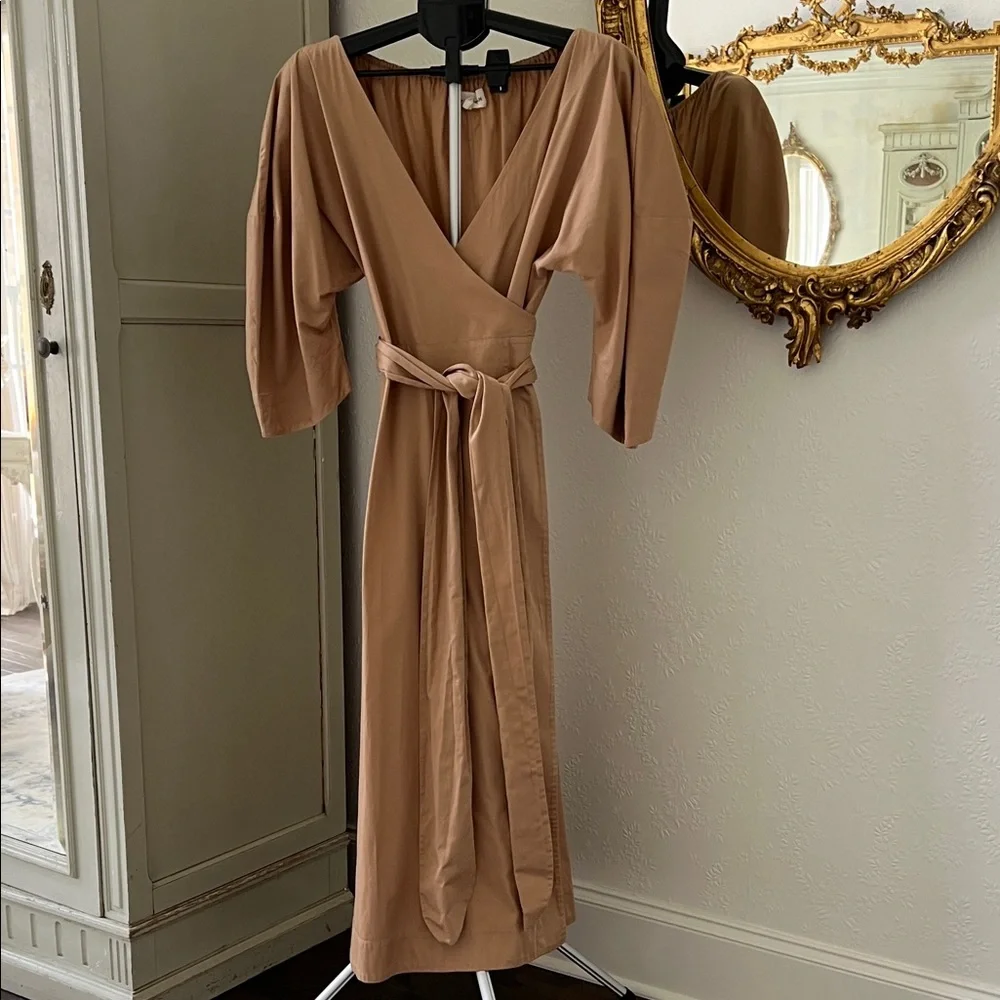 Mara Hoffman Camel Tan Long Sleeve Wrap Dress - Picture 1 of 12